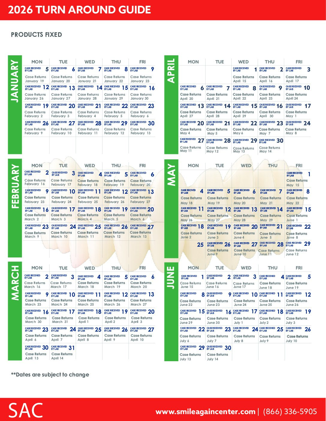 2026 Fixed Product Calender